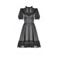 Dark in Love Belladonna Lace-Up High Collar Puff Sleeve Goth Dress, Plus Sizes