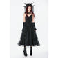 Dark in Love Gothic Satin Lace Tiered Dress