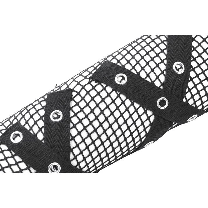Dark In Love Punk Mesh Hollow Chain-Decor Gloves