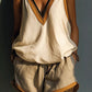 Vireous Fashion Halter Top and Shorts Set in Shimmering Beige, Plus Sizes