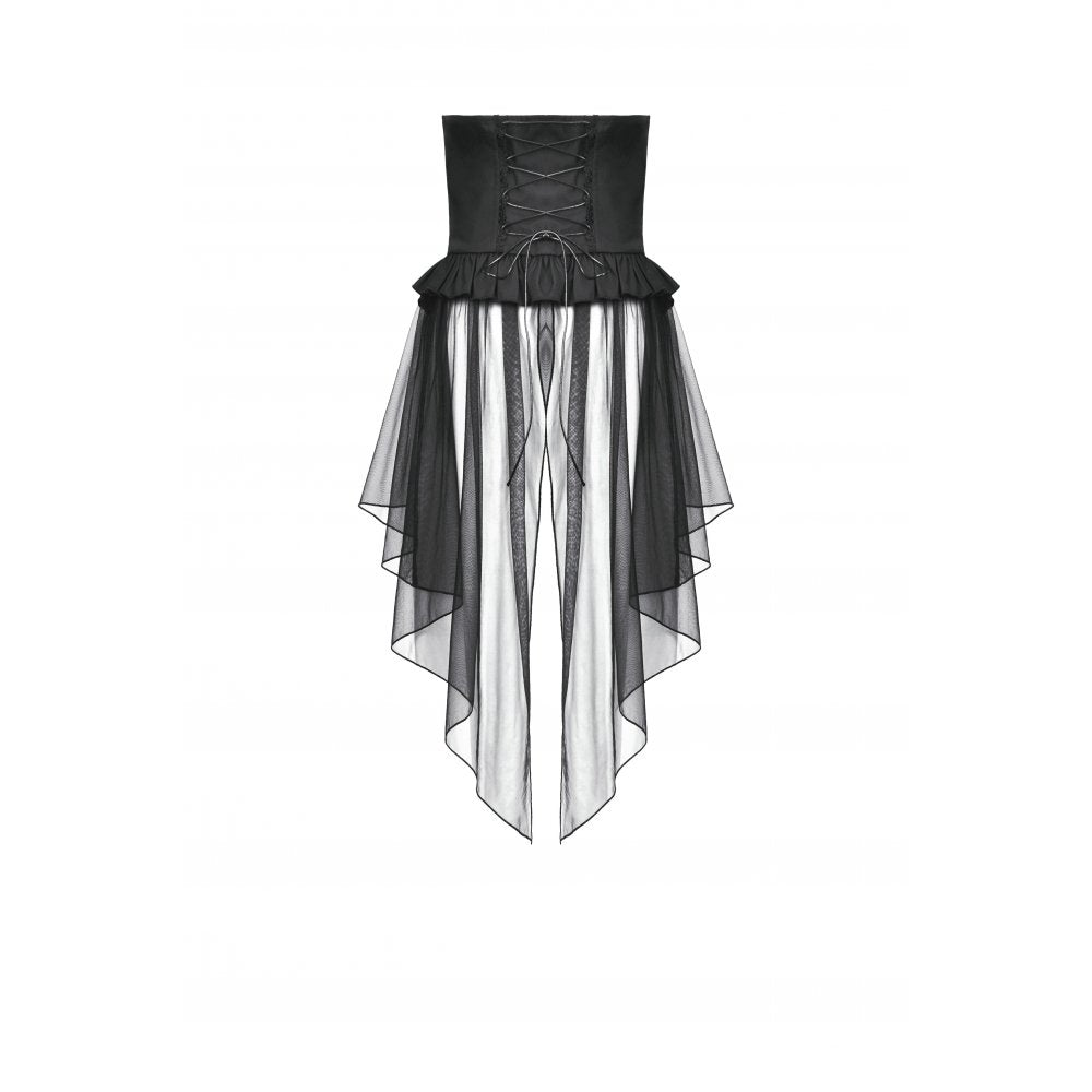 Dark in Love Draven Layered Mesh and Faux Leather Waist Cincher Skirt