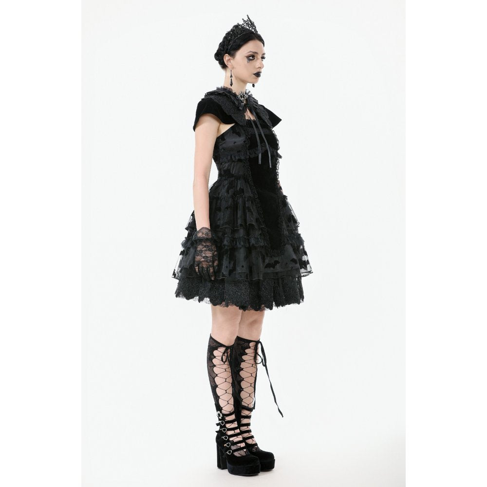 Dark in Love Morwenna Bat Mesh Layered Goth Mini Dress