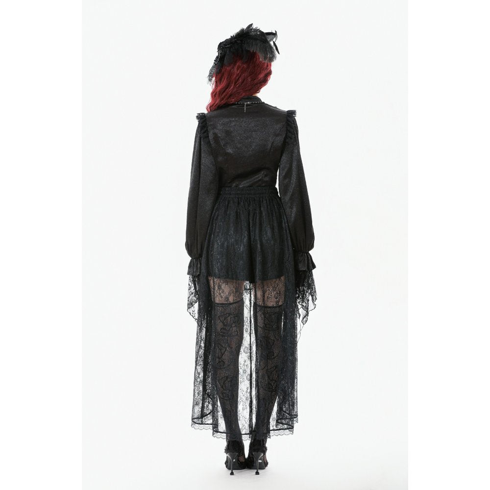 Dark in Love Sabina High-Low Sheer Lace Skirt in Black
