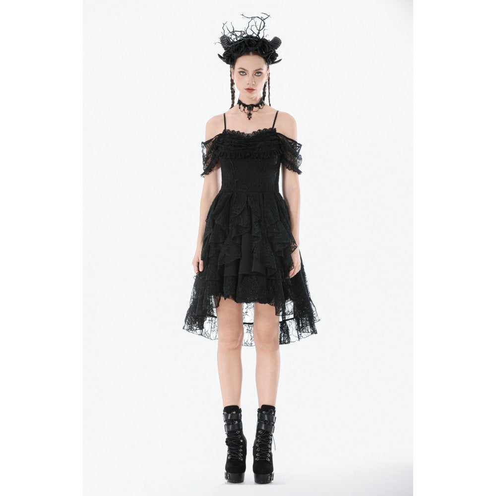 Dark in Love Romantic Gothic Lace-Layered High-Low Dress