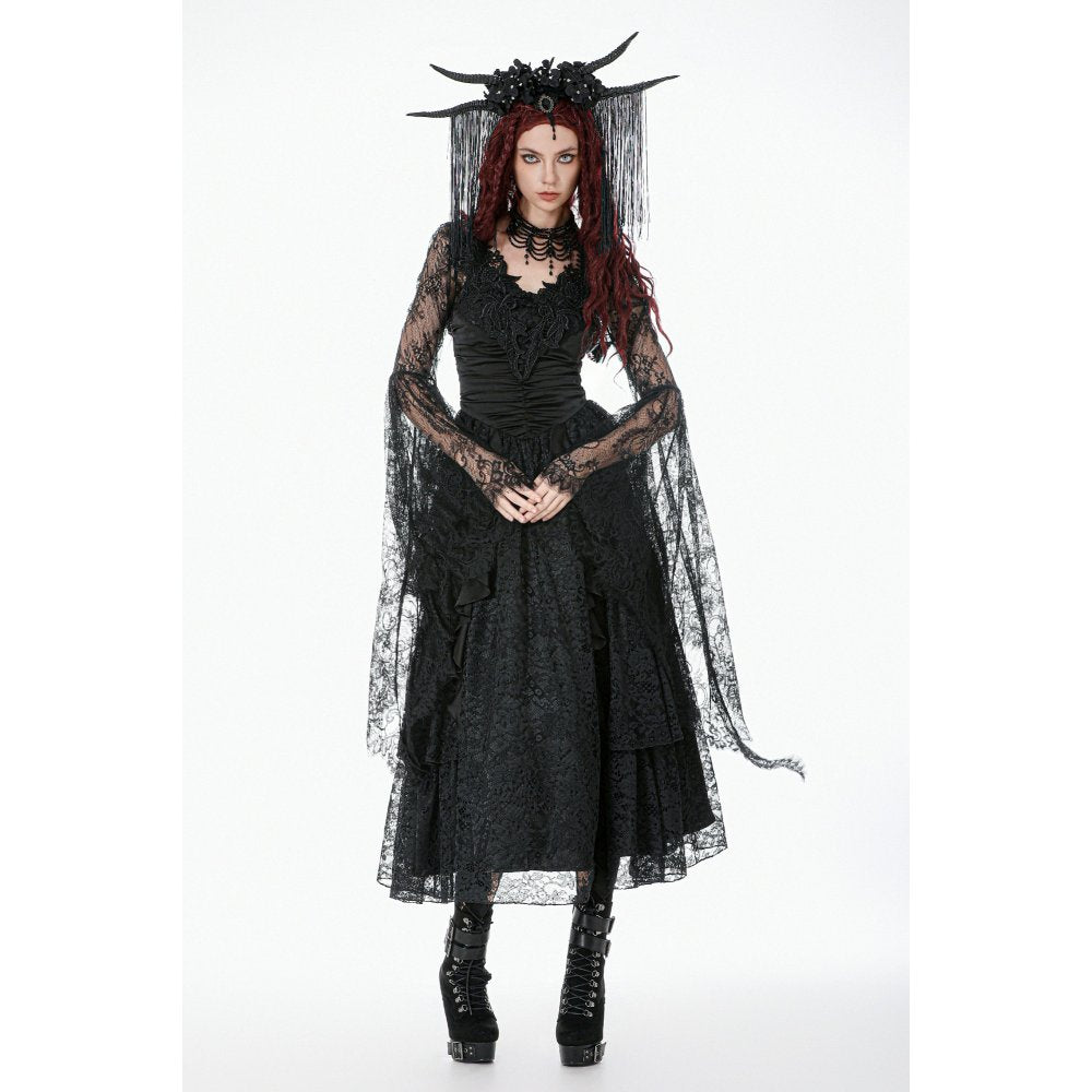 Dark In Love Gothic Lace Bell-Sleeve Cape