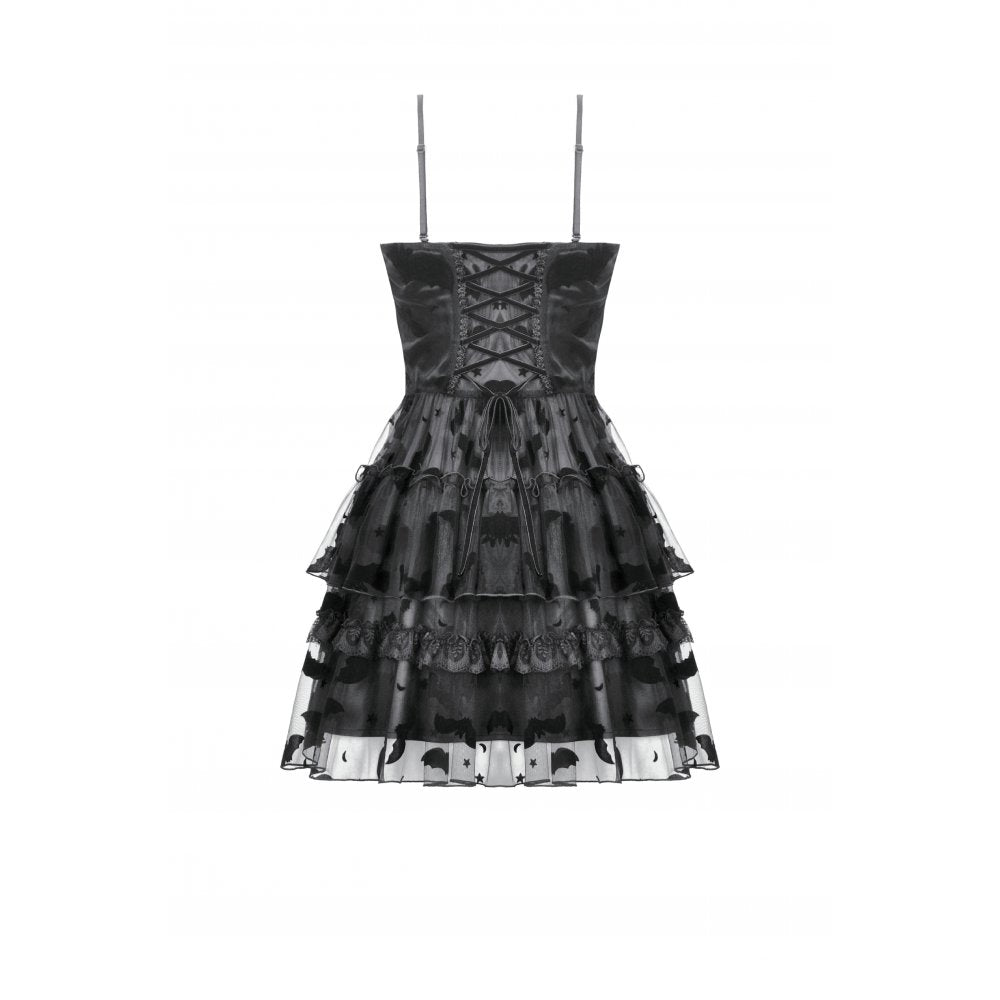 Dark in Love Morwenna Bat Mesh Layered Goth Mini Dress