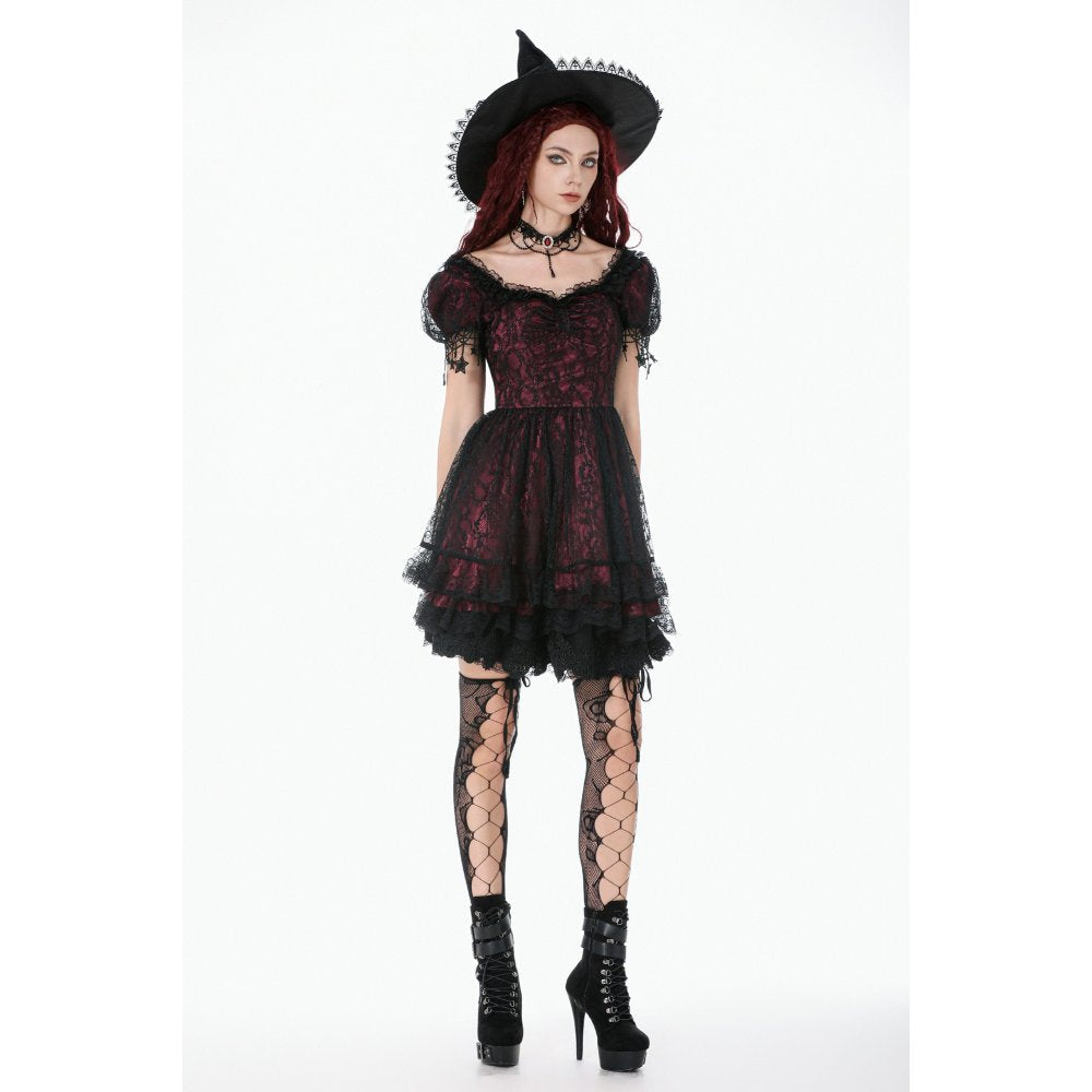 Dark in Love Red Black Lace Princess Dress
