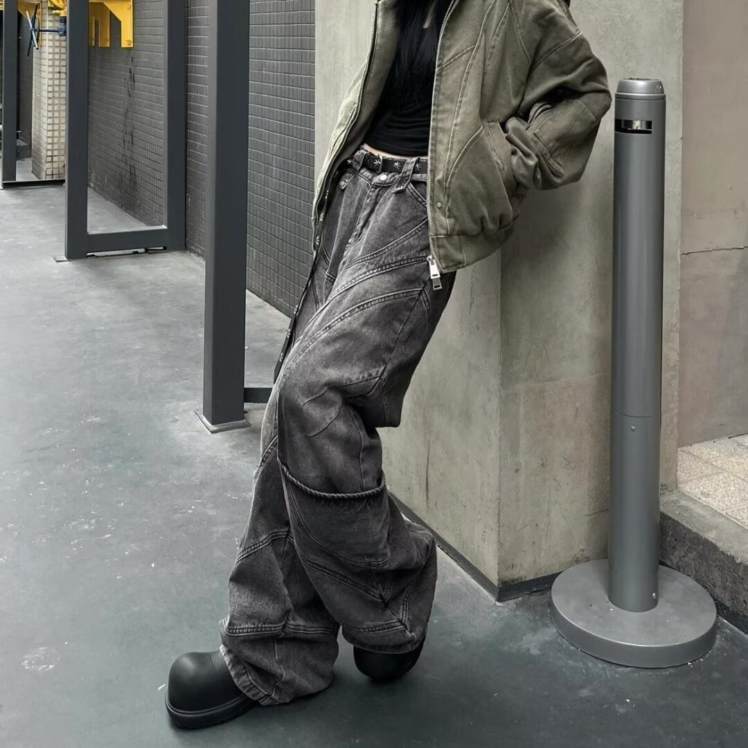 Men's Very Wide Leg Workwear-Style Multi-Pocket Denim Fashion Overalls