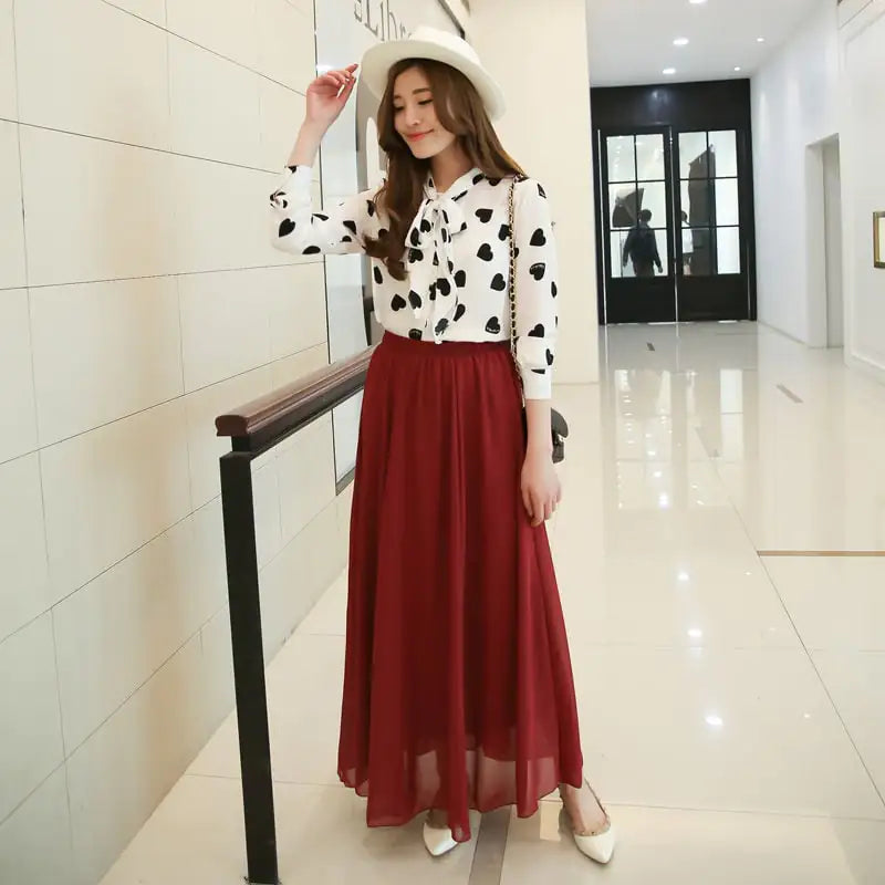 High Waist Long or Half-Length Floaty Chiffon Skirt, Spring and Summer Collection