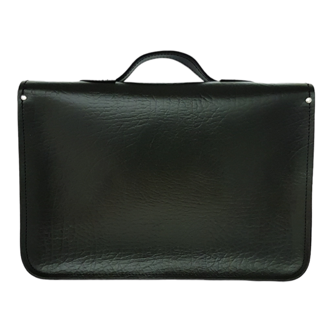 Twin Pocket Executive Handmade Leather Laptop Satchel in British Racing Green