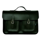Twin Pocket Executive Handmade Leather Laptop Satchel in British Racing Green