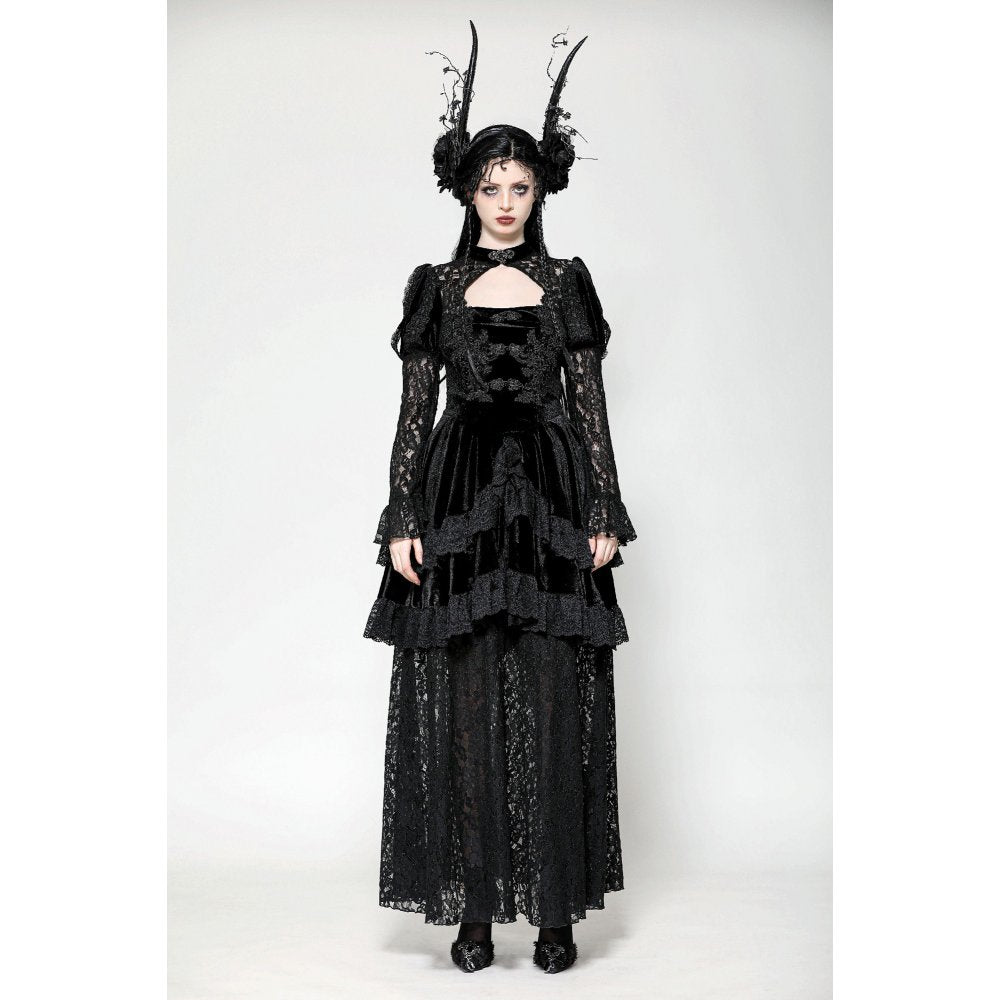 Dark in Love Onyx Romantic Gothic Velvet Lace Princess Gown