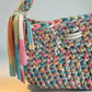 Rainbow Pastel Crochet Bag, Handmade with T-Shirt Yarn