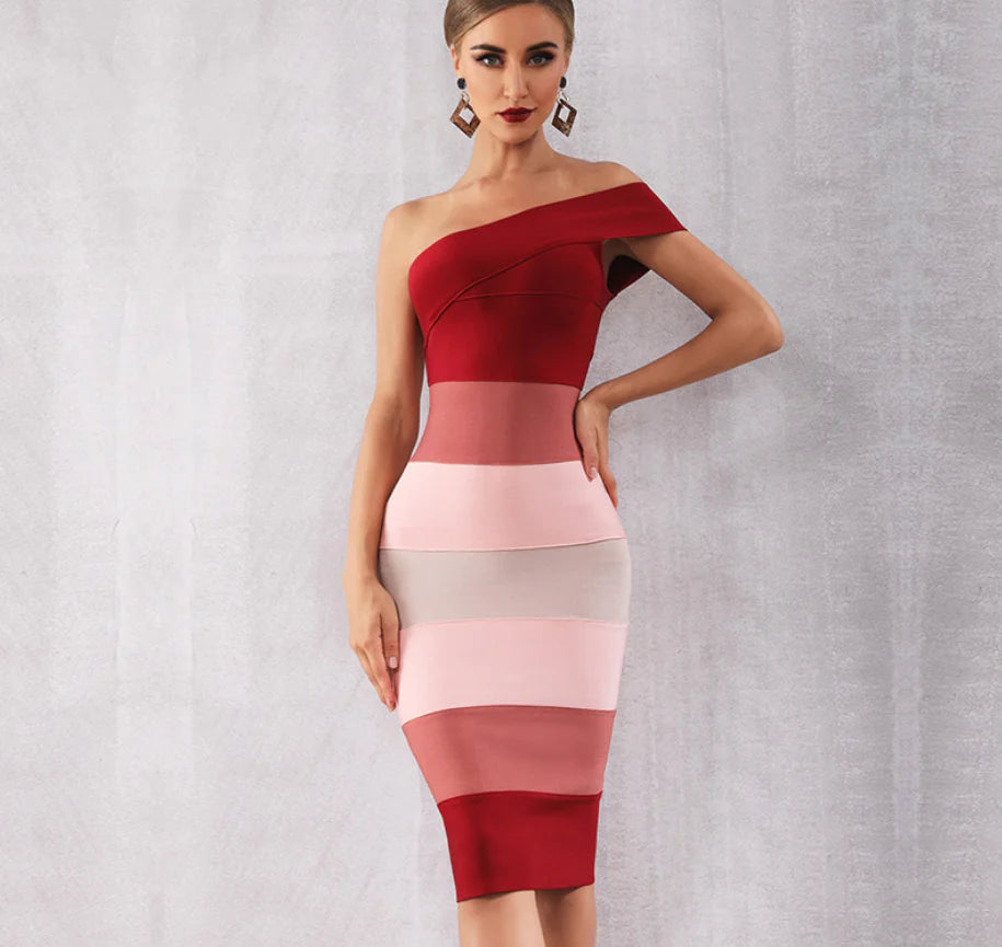 Vireous Bold Red Strap Dress, Sexy Bandage Dress