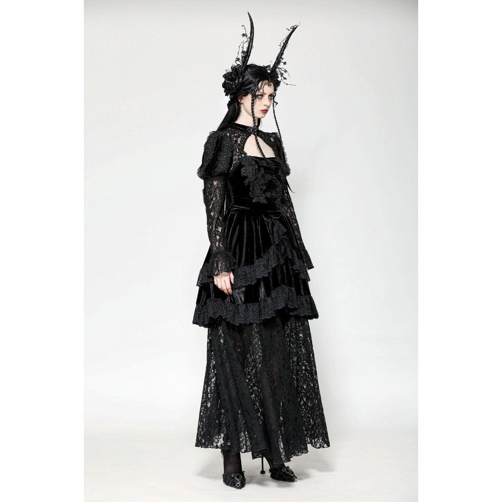 Dark in Love Onyx Romantic Gothic Velvet Lace Princess Gown