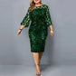 Vireous Elegant Sequin Long Flowing Sleeve Party Dress