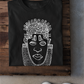 Queen Idia African Art Earth Positive T-Shirt, White on Black