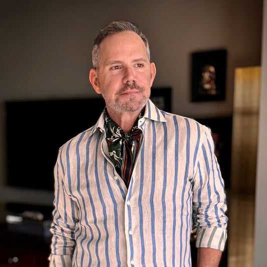 Stylised Bird Print Organic Cotton Silk Scarf