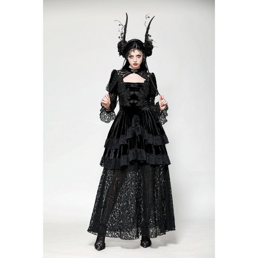 Dark in Love Onyx Romantic Gothic Velvet Lace Princess Gown