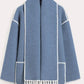 Vireous Faux Cashmere Splice Overcoat with Scarf, Multi Colours