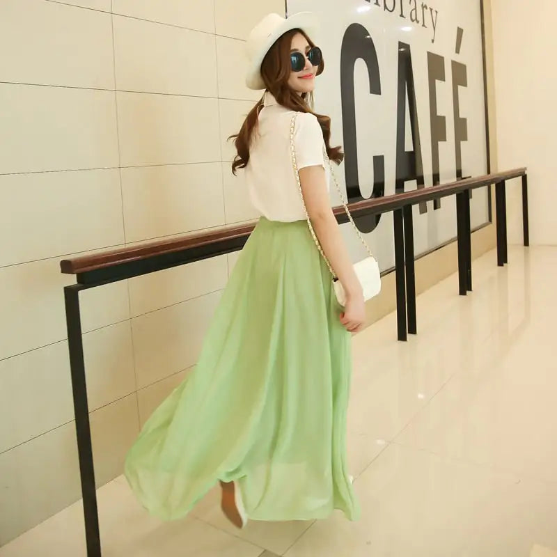 High Waist Long or Half-Length Floaty Chiffon Skirt, Spring and Summer Collection