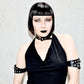 Necessary Evil Aphrodite Plunge Cowl-Neck Top with Faux Leather Detail