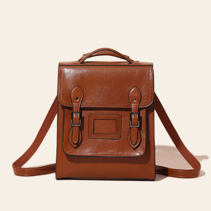 Genuine Leather Women's Fashion Satchel Backpack, Oil Wax Finish