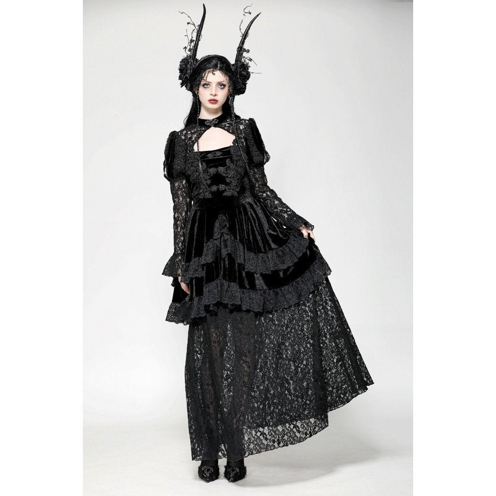 Dark in Love Onyx Romantic Gothic Velvet Lace Princess Gown