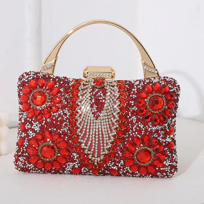 Diamond Sparkling Small Evening Handbag, Multi Colours