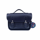 Floral Lined Leather Midi Satchel in Navy