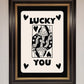 Lucky You, Beige Black Framed Print