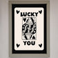 Lucky You, Beige Black Framed Print