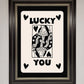 Lucky You, Beige Black Framed Print