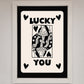Lucky You, Beige Black Framed Print