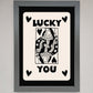 Lucky You, Beige Black Framed Print