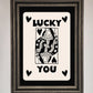 Lucky You, Beige Black Framed Print