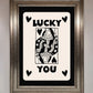 Lucky You, Beige Black Framed Print