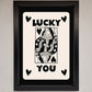 Lucky You, Beige Black Framed Print