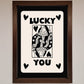 Lucky You, Beige Black Framed Print