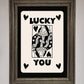 Lucky You, Beige Black Framed Print