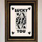 Lucky You, Beige Black Framed Print