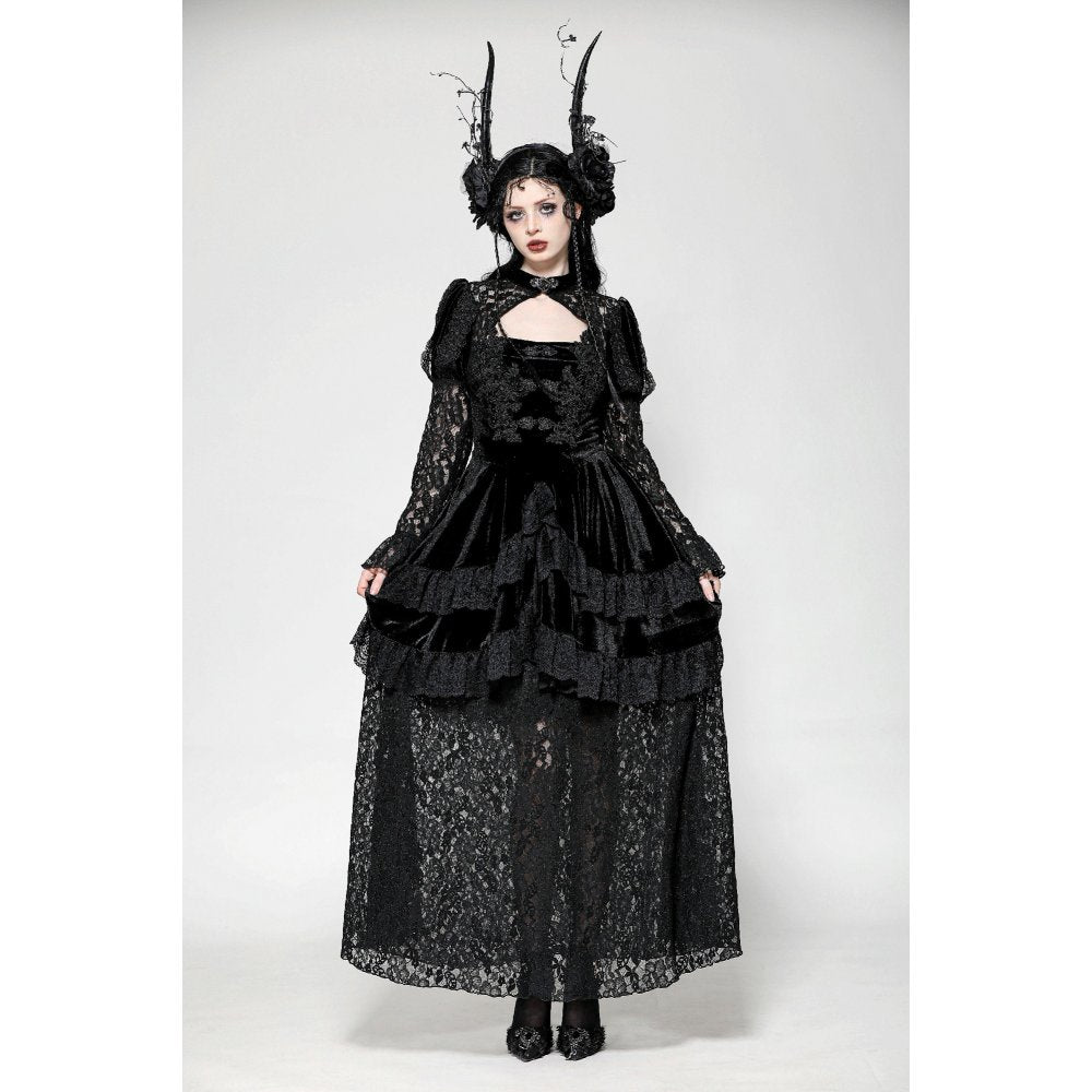 Dark in Love Onyx Romantic Gothic Velvet Lace Princess Gown