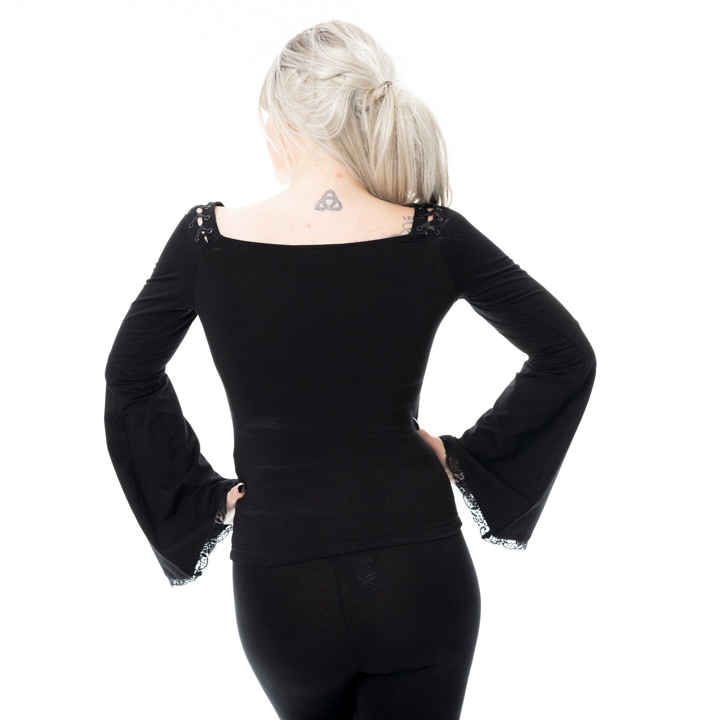 Poizen Industries Maelys Flared Sleeve Top in Black
