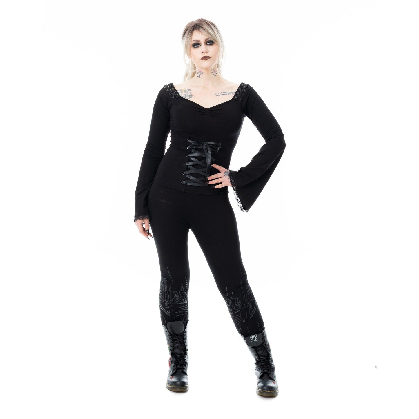 Poizen Industries Maelys Flared Sleeve Top in Black