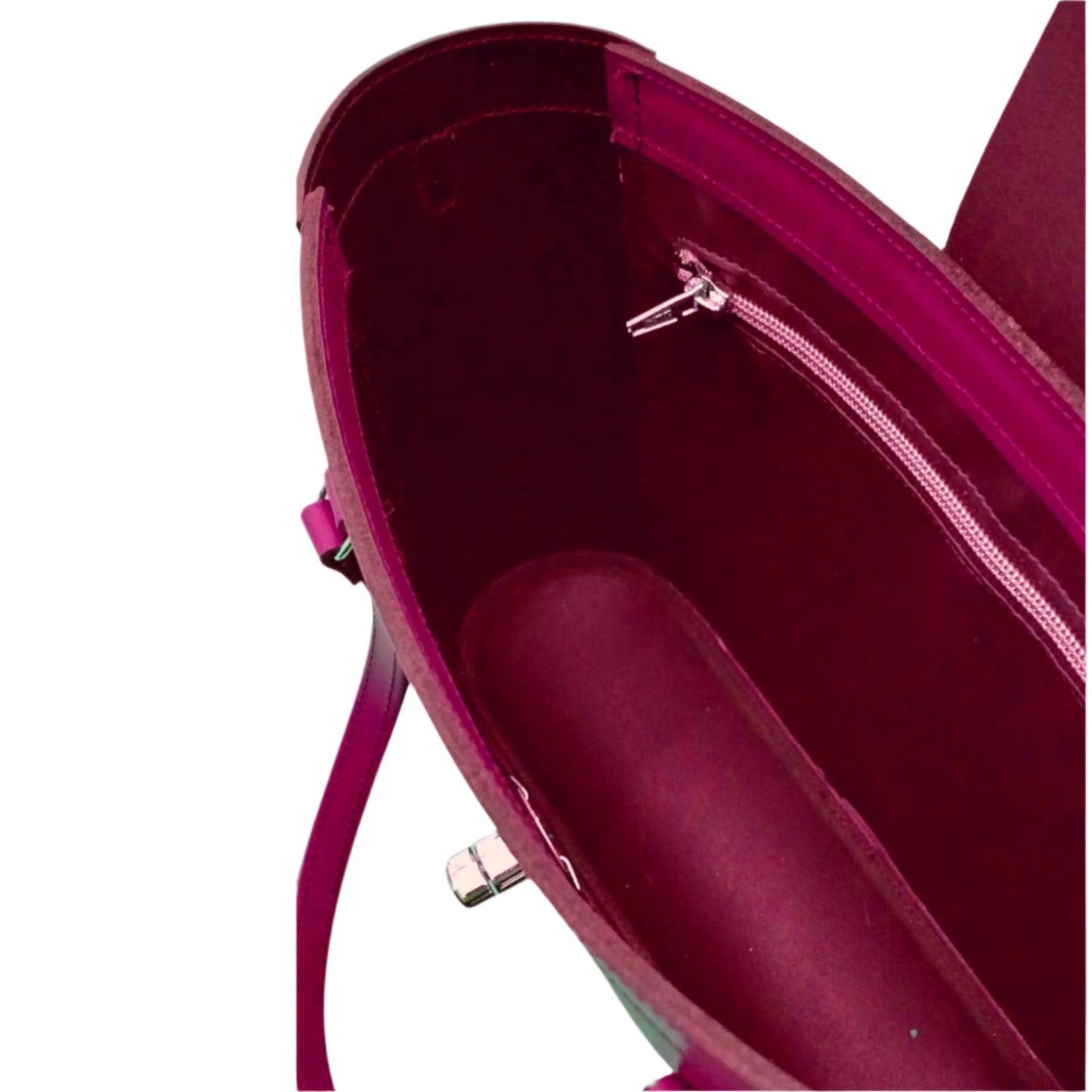 Leather Mini Twist Lock Shopper Bag in Magenta
