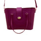 Leather Mini Twist Lock Shopper Bag in Magenta