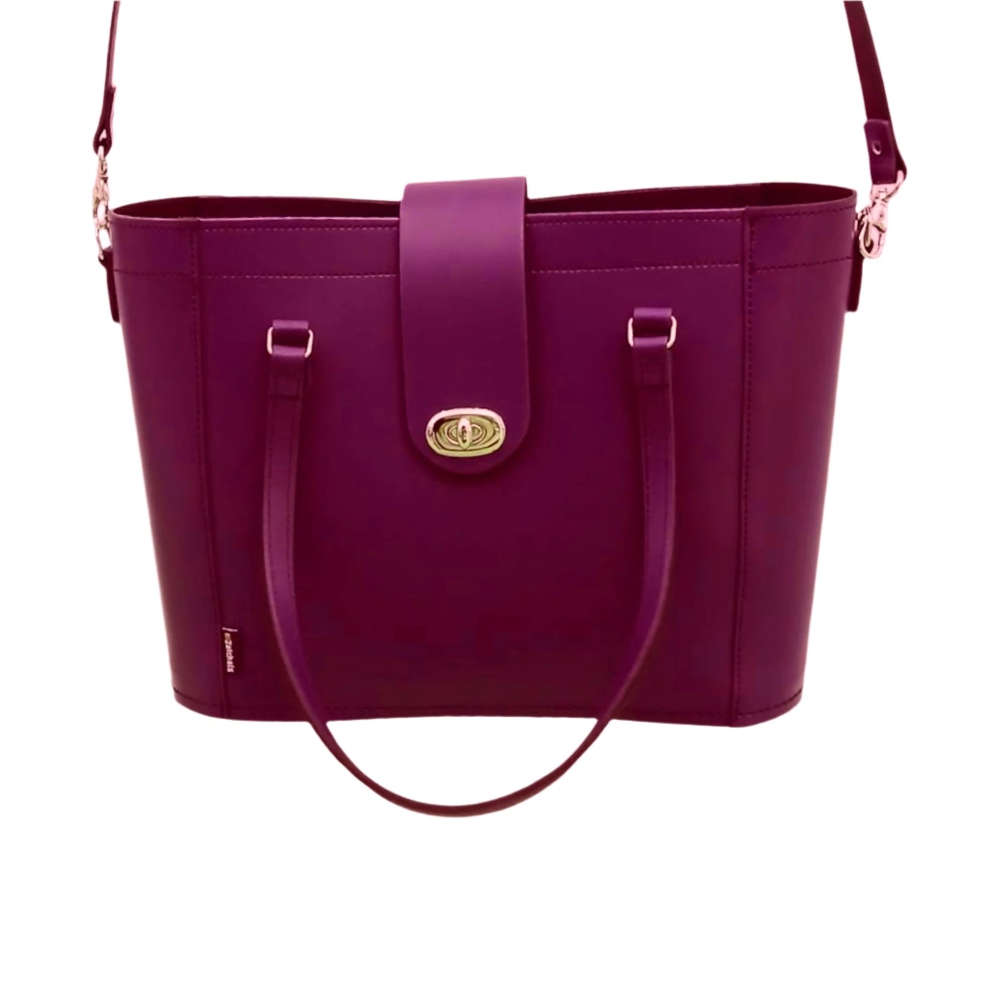 Leather Mini Twist Lock Shopper Bag in Magenta