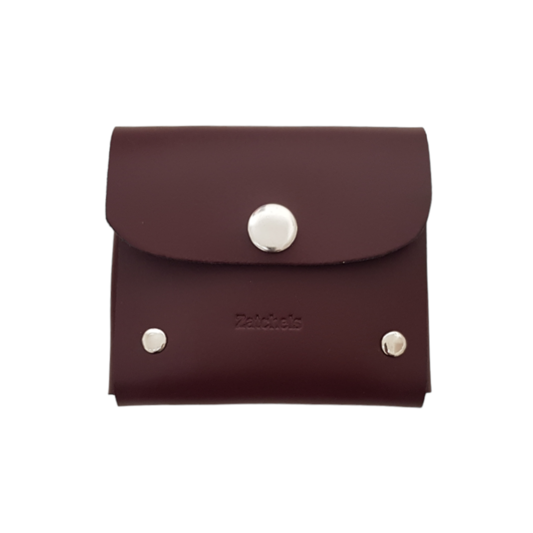 Handmade Leather Simple Coin Purse in Marsala Red