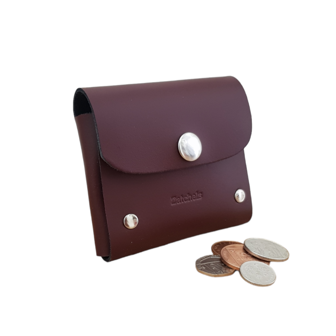 Handmade Leather Simple Coin Purse in Marsala Red