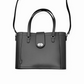 Leather Mini Twist Lock Shopper Bag in Black
